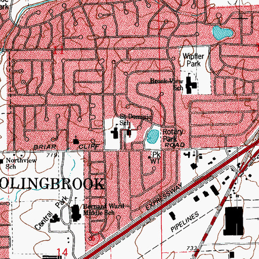 Topographic Map of Saint Dominics Catholic Church, IL