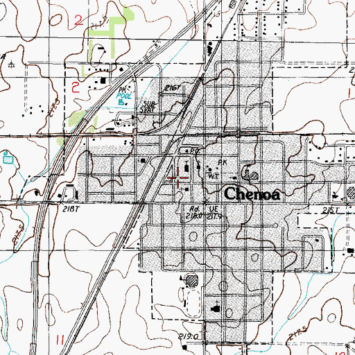 Topographic Map of Chenoa City Hall, IL