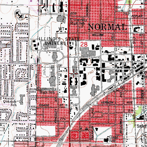 Topographic Map of Fairchild Hall, IL