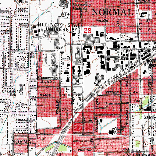 Topographic Map of Hamilton Hall, IL