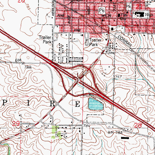 Topographic Map of Interchange 149, IL