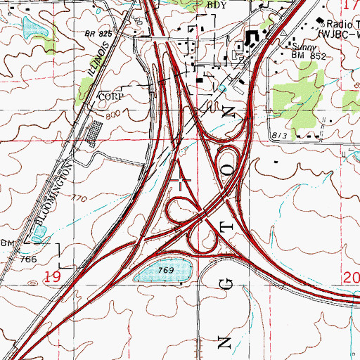 Topographic Map of Interchange 157, IL