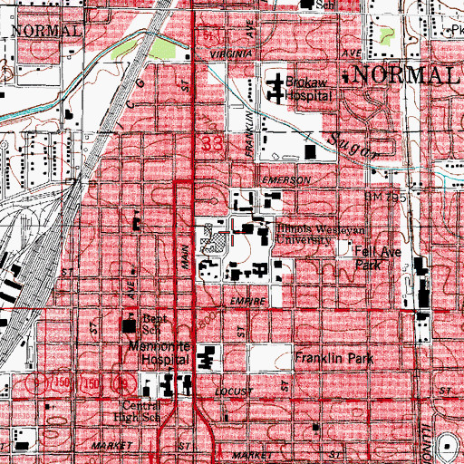 Topographic Map of Stevenson Hall, IL