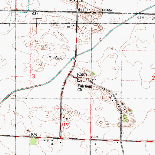 Topographic Map of Fairfield Amish Mennonite Cemetery, IL