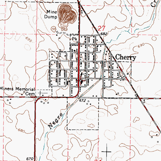 Topographic Map of Cherry Grade School, IL