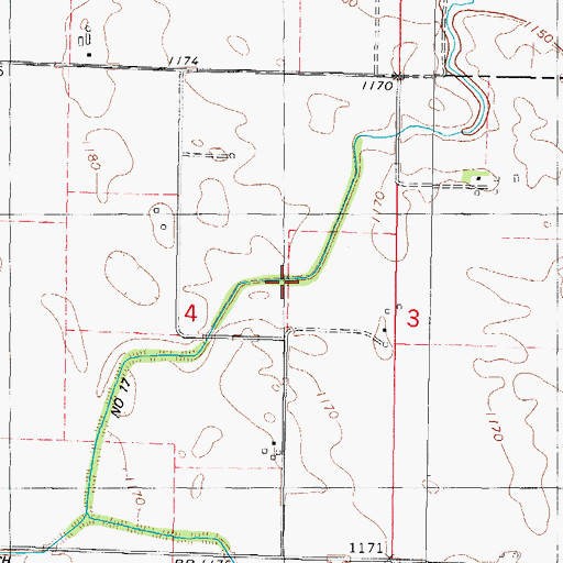 Topographic Map of Ditch Number 17, IA