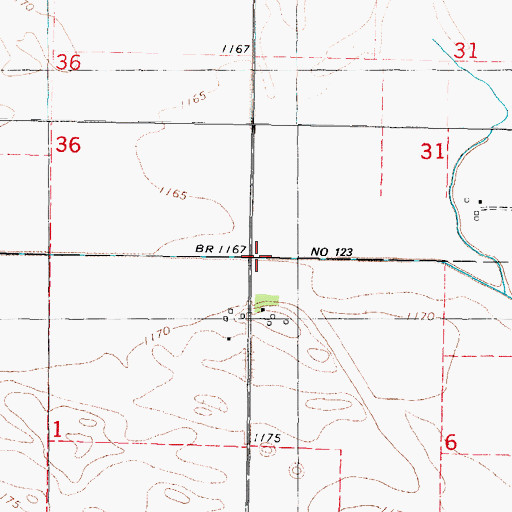 Topographic Map of Ditch Number 123, IA