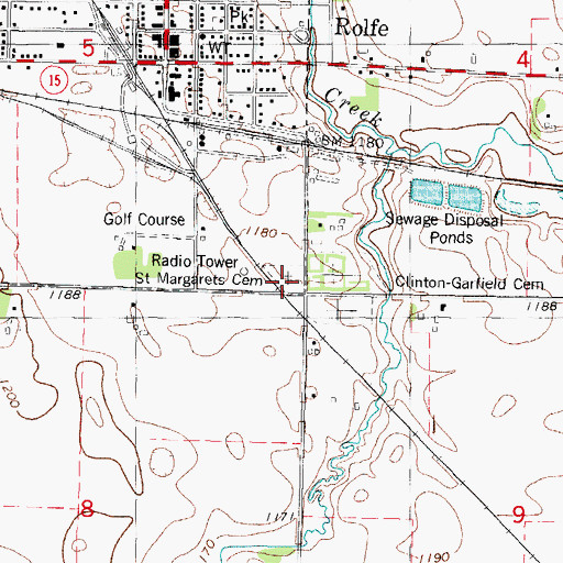 Topographic Map of Saint Margarets Cemetery, IA