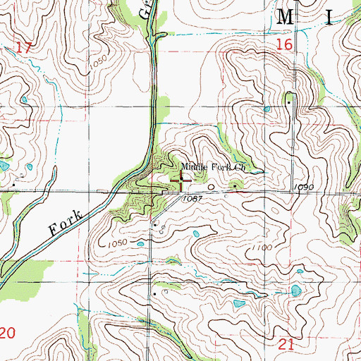 Topographic Map of Middle Fork Church, IA