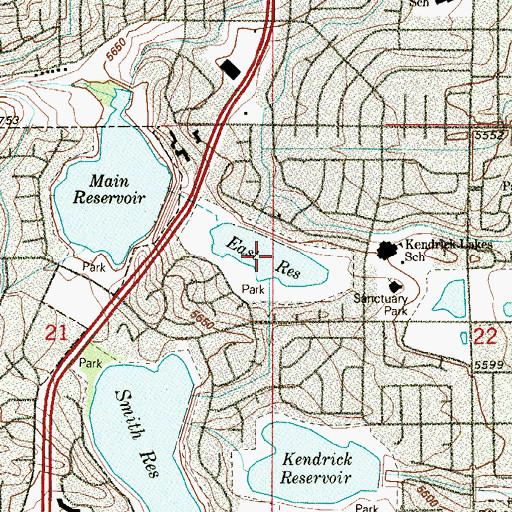 Topographic Map of East Reservoir, CO