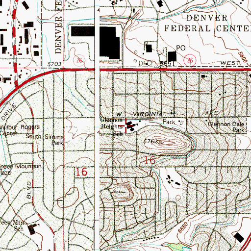 Topographic Map of Glennon Heights Elementary School, CO