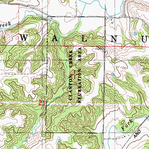 Topographic Map of Clanton Creek Recreation Area, IA