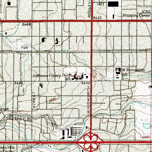 Topographic Map of Jefferson County Open Secondary School, CO