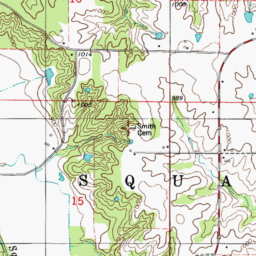 Topographic Map of Smith Cemetery, IA