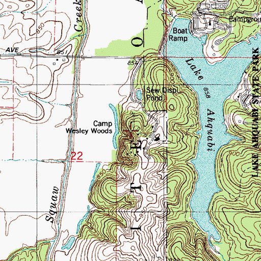 Topographic Map of Camp Wesley Woods, IA