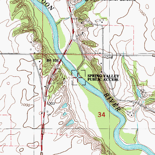 Topographic Map of Spring Valley Public Access, IA