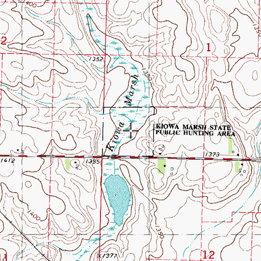 Topographic Map of Kiowa Marsh State Public Hunting Area, IA