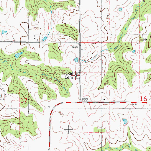 Topographic Map of Tickel Cemetery, IA