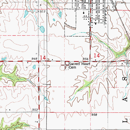 Topographic Map of Sacred Heart Cemetery, IA