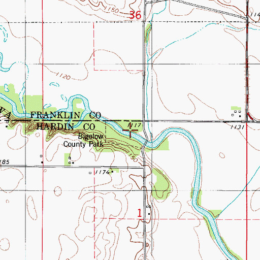 Topographic Map of Bigelow County Park, IA