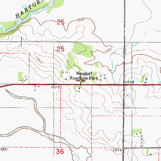 Topographic Map of Handorf Roadside Park, IA