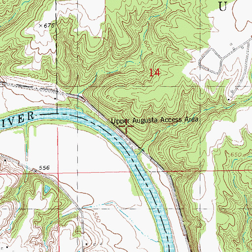 Topographic Map of Upper Augusta Access Area, IA