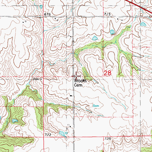 Topographic Map of Brooks Cemetery, IA