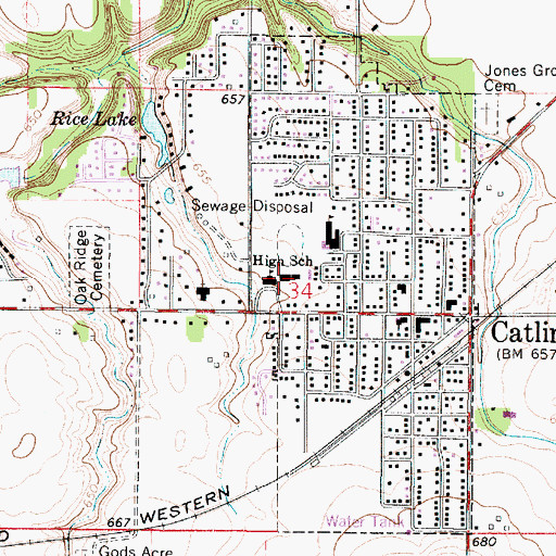 Topographic Map of Catlin High School, IL