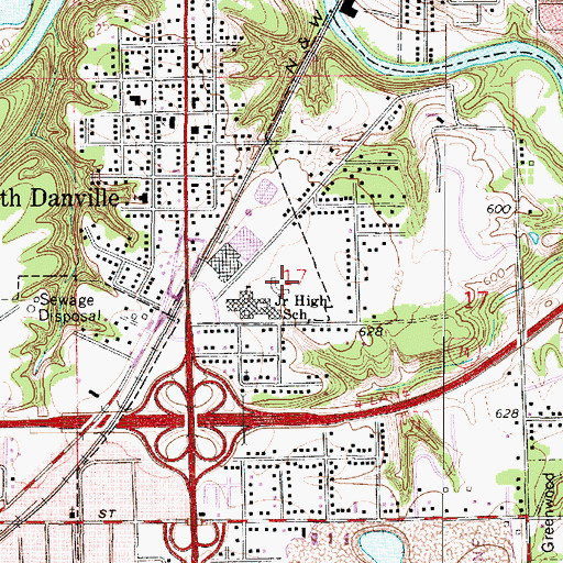 Topographic Map of Danville Stadium, IL