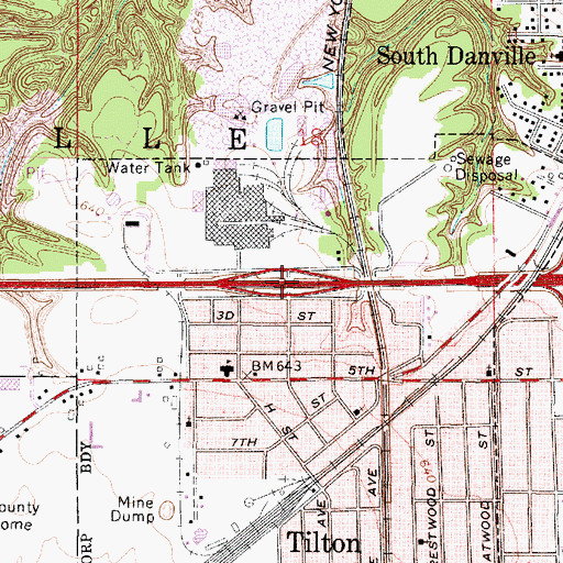 Topographic Map of Interchange 214, IL