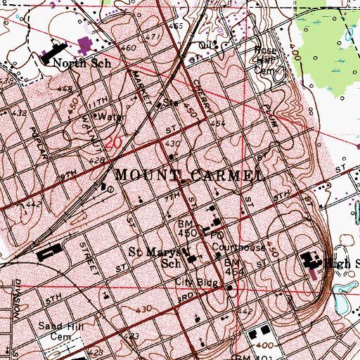 Topographic Map of Zion Evangelical Lutheran Church, IL