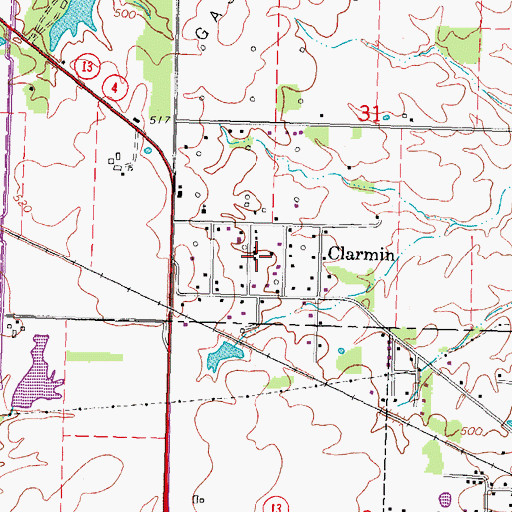 Topographic Map of Clarmin School (historical), IL