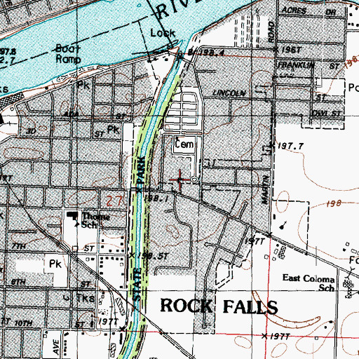 Topographic Map of First Congregational Church of Rock Falls, IL