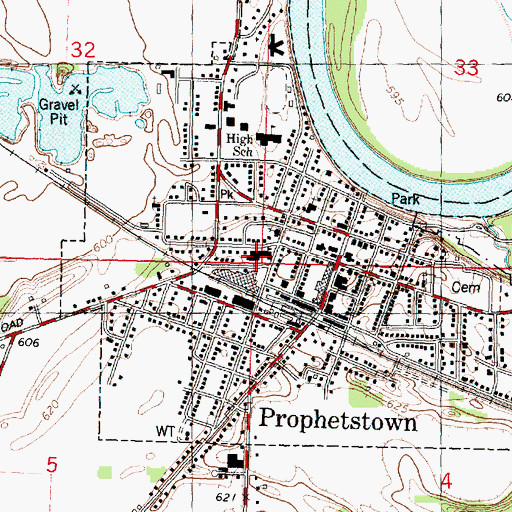 Topographic Map of Prophetstown Elementary School, IL