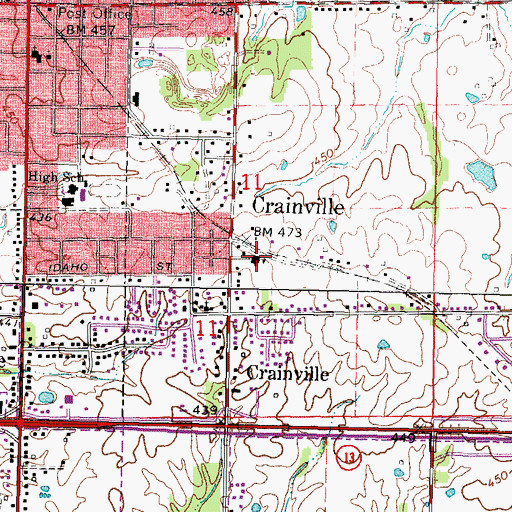 Topographic Map of Crainville Elementary School, IL