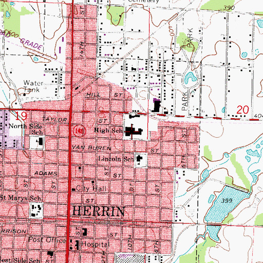 Topographic Map of Herrin High School, IL
