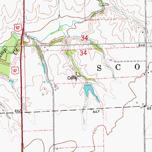 Topographic Map of Craig Cemetery, IL