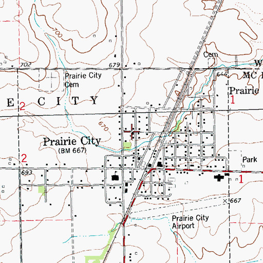 Topographic Map of Prairie City Presbyterian Church, IL