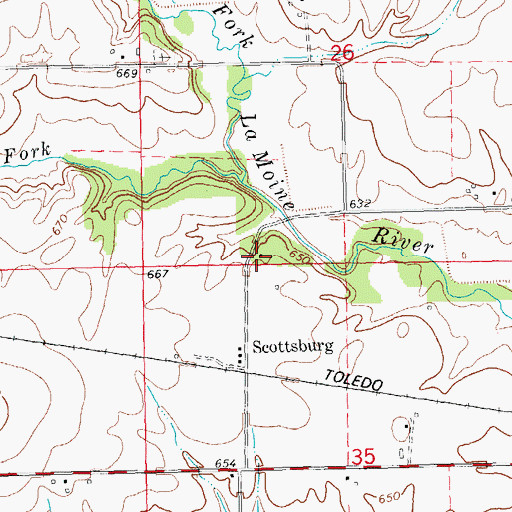Topographic Map of Scottsburg School (historical), IL