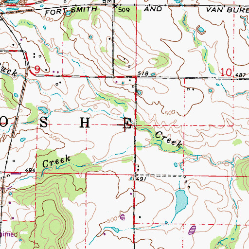 Topographic Map of Township of Bokoshe, OK