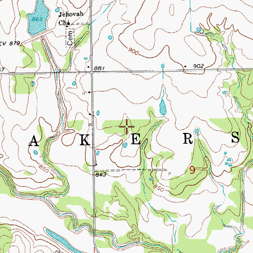 Topographic Map of Township of Akers, OK