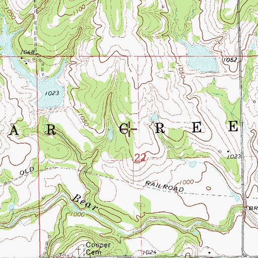 Topographic Map of Township of Bear Creek, OK