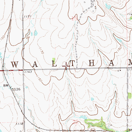 Topographic Map of Township of Waltham, OK