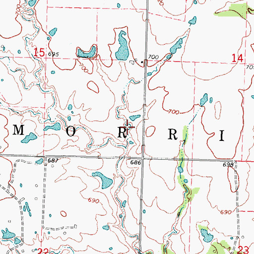 Topographic Map of Township of Morris, OK