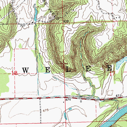 Topographic Map of Township of Weleetka, OK