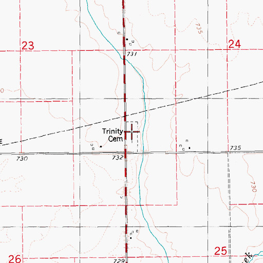 Topographic Map of Trinity Cemetery, IA