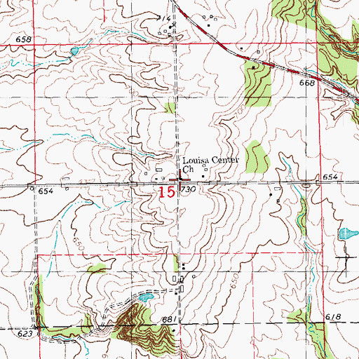 Topographic Map of Louisa Center Church, IA
