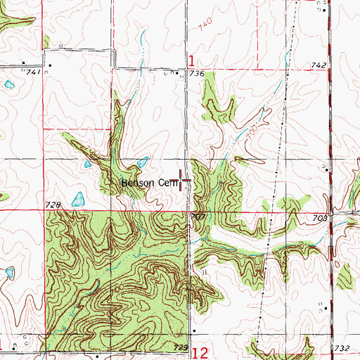 Topographic Map of Benson Cemetery, IA