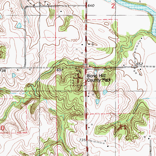 Topographic Map of Bond Hill County Park, IA