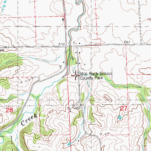 Topographic Map of Mill Rock School County Park, IA